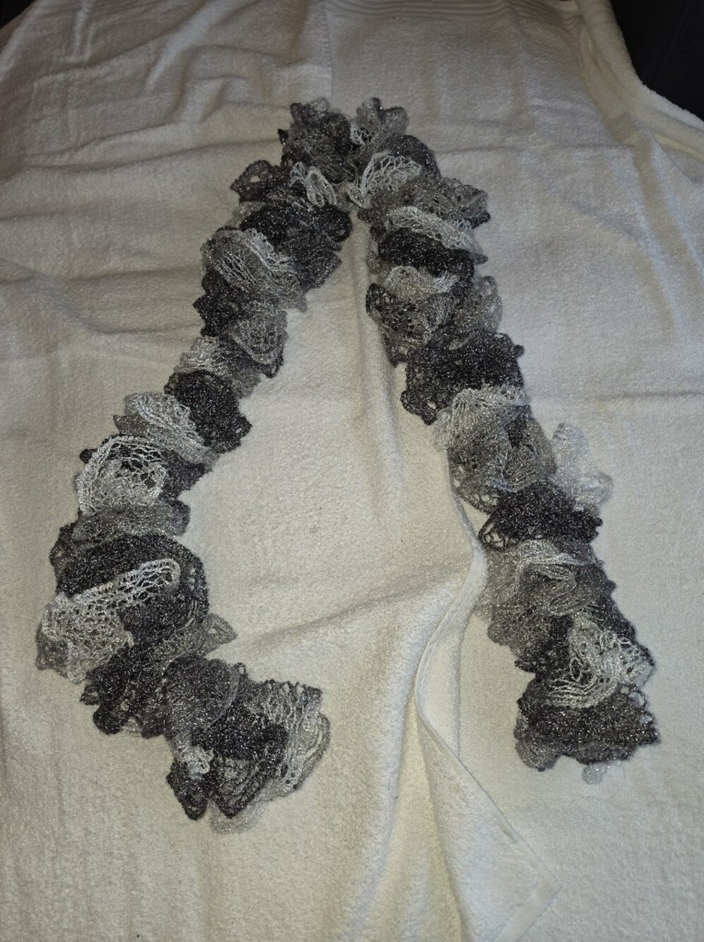 Source Unknown Gray Ruffle Knit Scarf - Picture 4 of 7